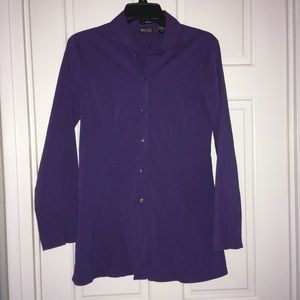 New York & Company long purple button down shirt